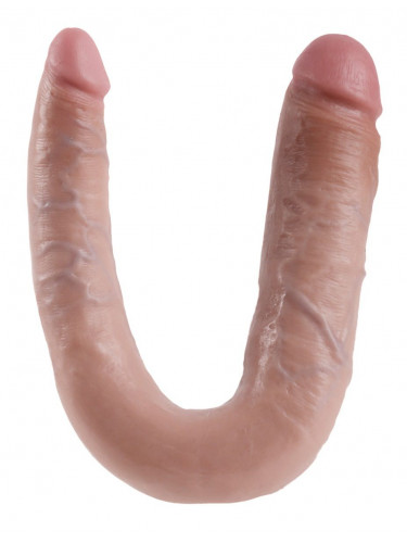 Телесный двусторонний фаллоимитатор U-Shaped Large Double Trouble - 44,4 см.