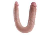 Телесный двусторонний фаллоимитатор U-Shaped Large Double Trouble - 44,4 см.
