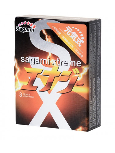 Презервативы Sagami Xtreme Energy с ароматом энергетика - 3 шт.