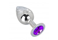 Большой плаг из стали с фиолетовым кристаллом Violet Dream - 9,5 см.