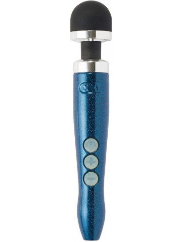 Синий беспроводной вибратор Doxy Die Cast 3R Rechargeable Wand - 28 см.