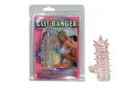 Прозрачная насадка с шипами и клиторальной шишечкой CLIT-BANGER SLEEVE IN CLEAR
