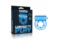 Голубое, светящееся в темноте виброкольцо Lumino Play Vibrating Penis Ring